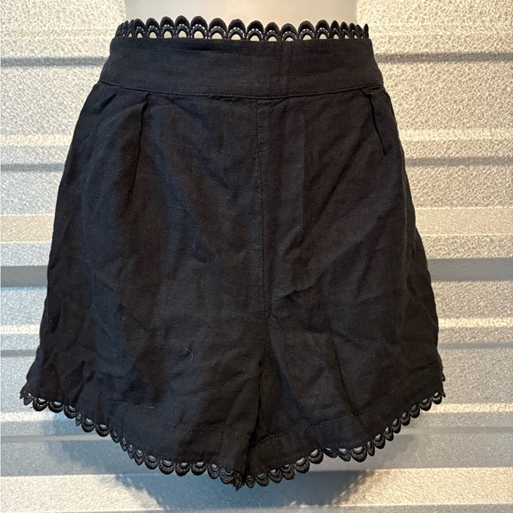 Express Pants - Express Black High Waist Lace Trim Shorts